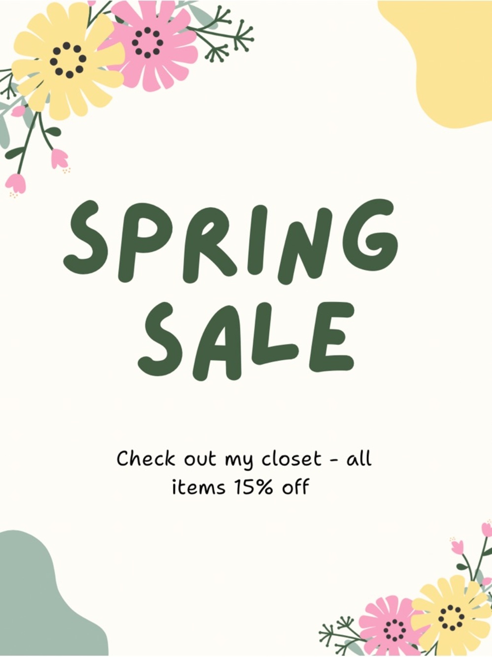 Spring Sale Graphic Poster - Green Text with Floral Accents